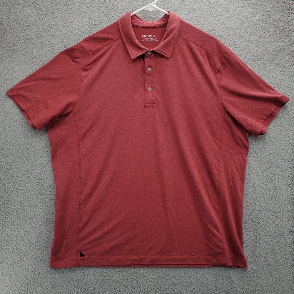 Untuckit Clavidor Performance Polo Shirt Mens XXL Red Short Sleeve Golf 31436